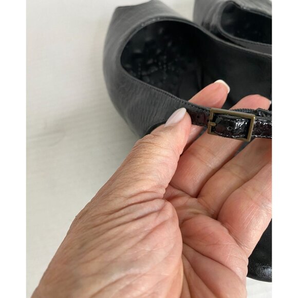 Walking Cradle NWOB Elites Black Patent Open Toe Slingback Sandal Size 10 1/2/W - Picture 5 of 9